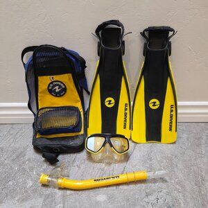 Aqua Lung  us diver Junior Snorkeling Set (Fin Size XL),  mask kids youth yellow
